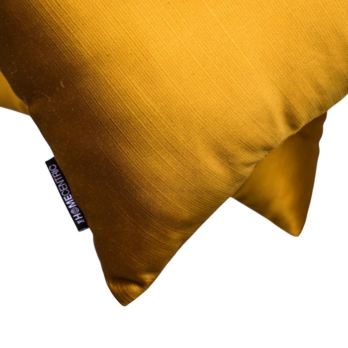 Dark Gold Satin Lumbar Pillow Cover Pack of 2 - Dark Gold Slub Satin