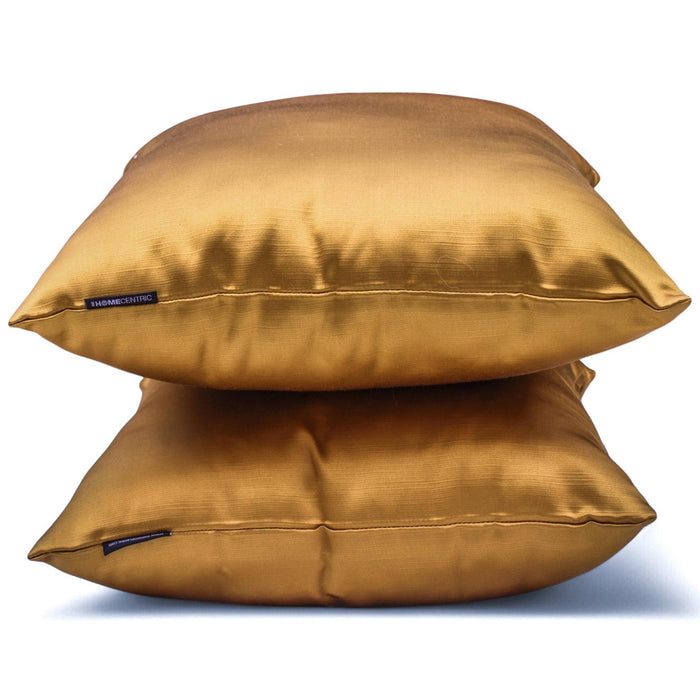 Dark Gold Satin Lumbar Pillow Cover Pack of 2 - Dark Gold Slub Satin