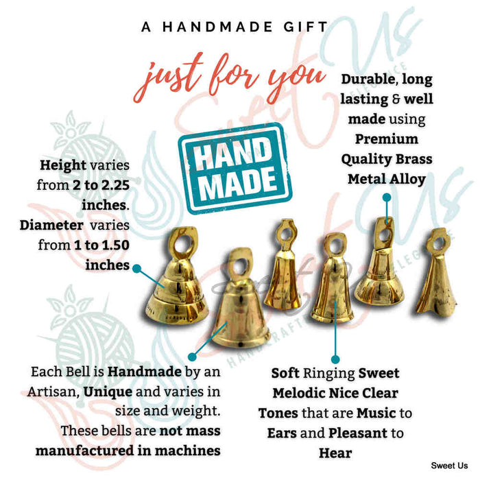 Brass Bells One Dozen Cute Wedding Bells Motorcycle Bell Christmas Decor 5 Sizes - Sweet Us