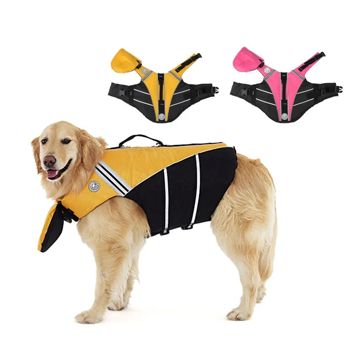 Dog Flotation Vest & Life Jacket with Rescue Handle for Small, Medium, Large Dogs