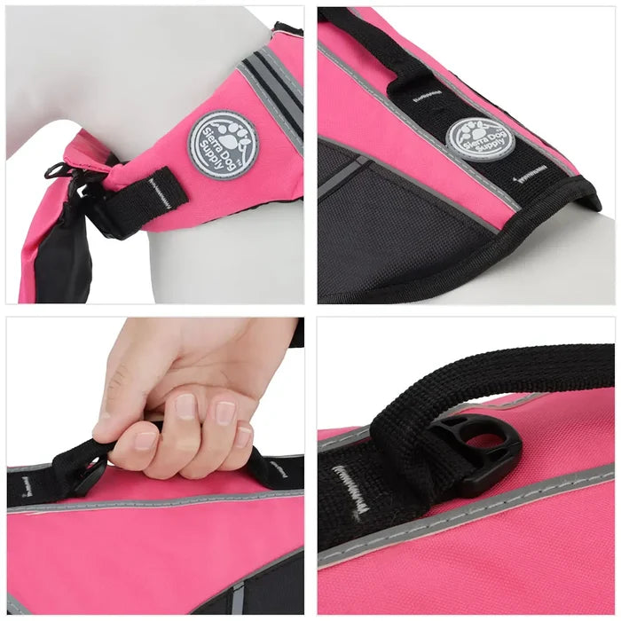 Dog Flotation Vest & Life Jacket with Rescue Handle for Small, Medium, Large Dogs