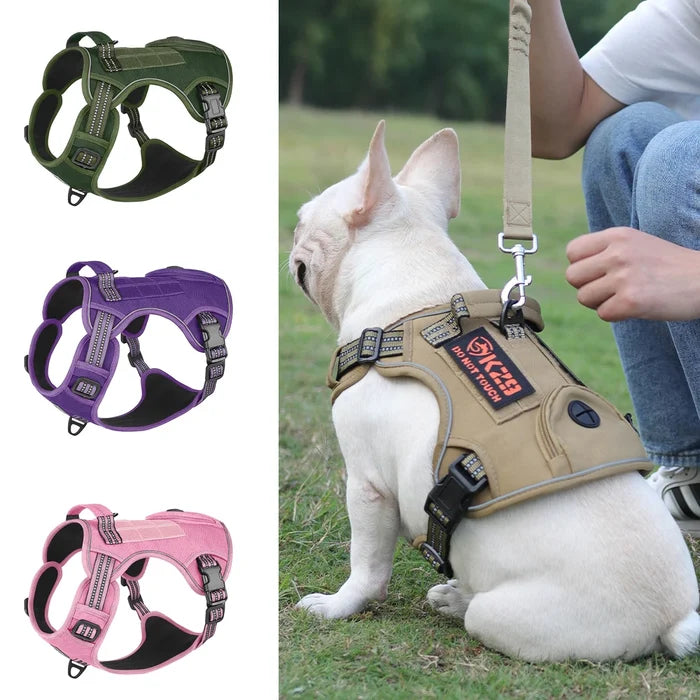 Dog Harness with Handle and Poop Bag Holder, Comfortable Vest Design for Small Medium Dogs, Ideal for French Bulldogs