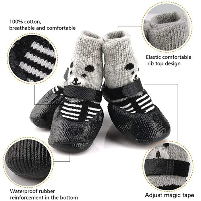 Dog Rain Boots Waterproof Anti-Slip Breathable Warm Dog Socks for All Seasons