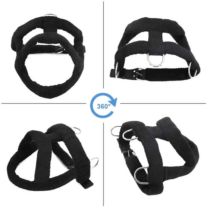 Dog Weight Pulling Harness | Black Adjustable Training Vest & Leash for Medium/Large Working Dogs like Husky