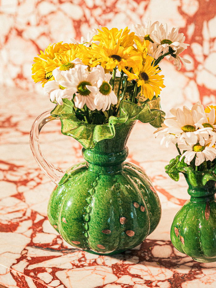 Emerald Gleam Ruffled Vase, Large