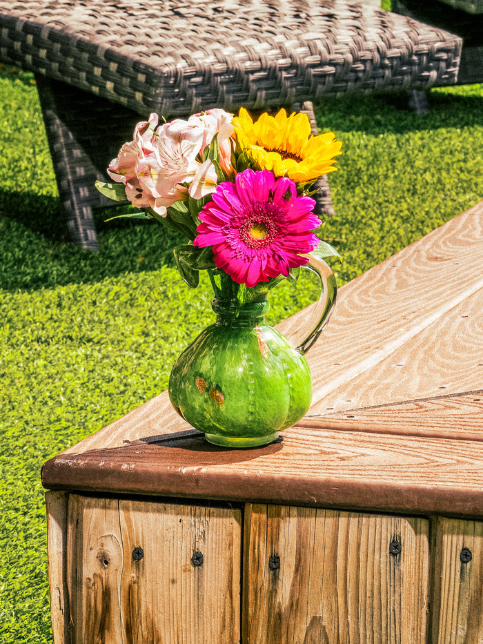 Emerald Gleam Ruffled Vase, Small