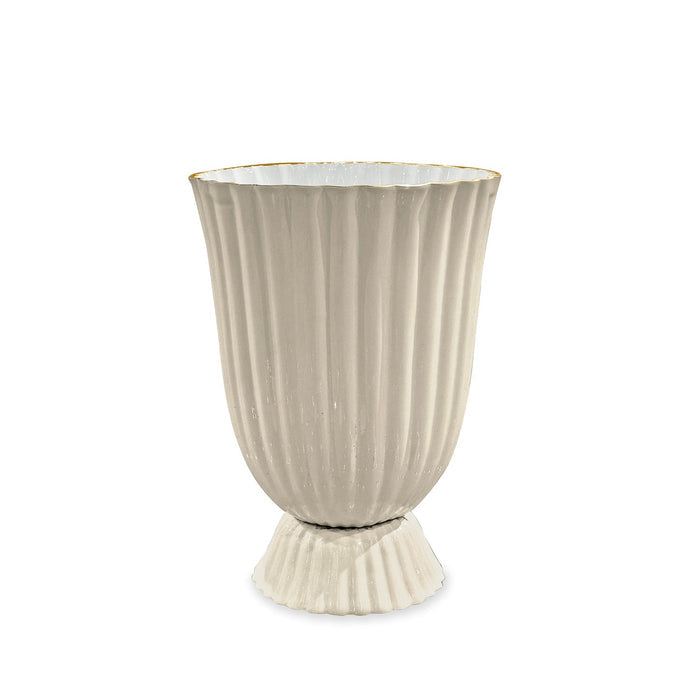 Beatriz Ball Encanto Vienna Large Vase — Cream-and-white fluted vase isolated on white