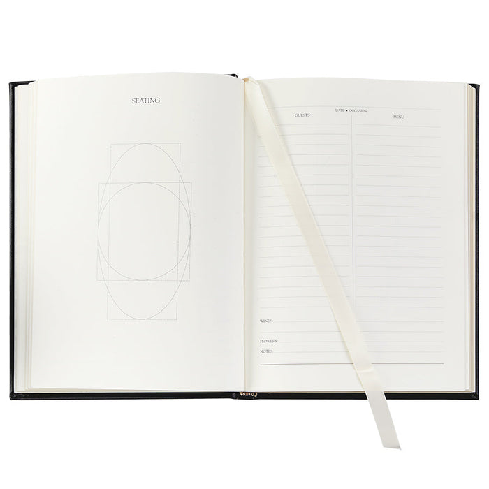 Entertaining Book in Slate Blue Pebble Leather — interior writing and record pages
