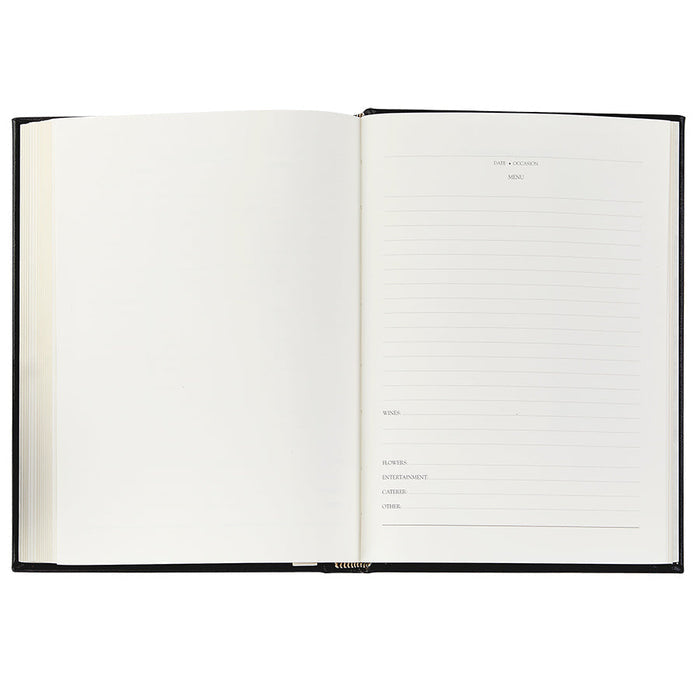 Entertaining Book in Slate Blue Pebble Leather — interior writing and record pages