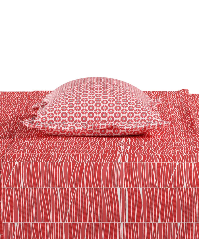 Everyday Printed Double Bedsheet Set, Blair Red | 120TC Cotton| 2 Pillow covers