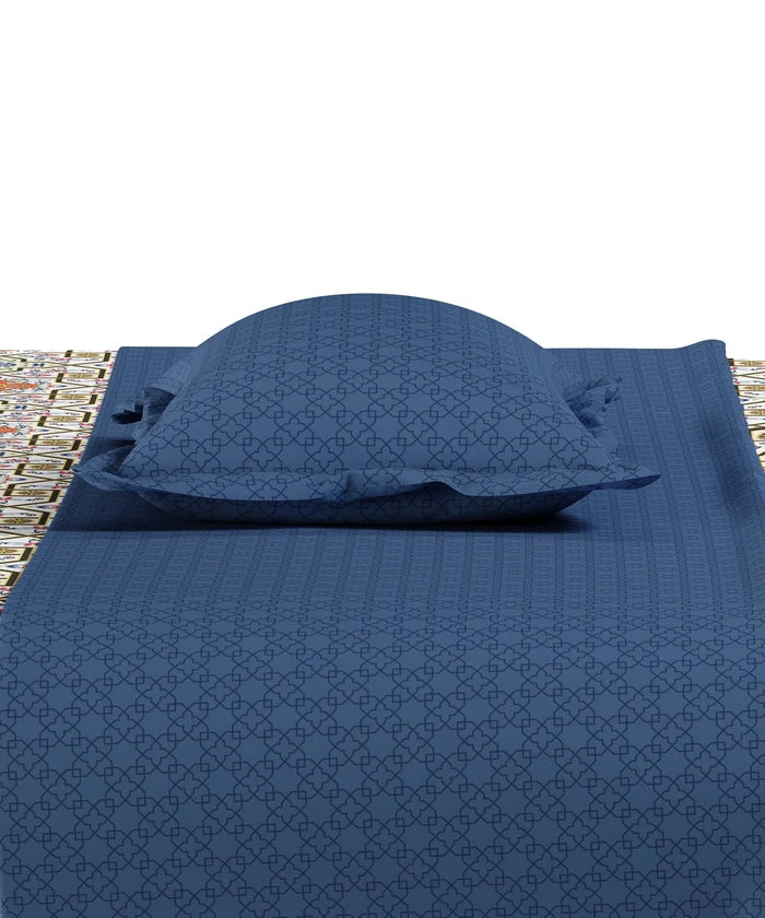 Everyday Printed Double Bedsheet Set, Flourish Red| 120TC Cotton| 2 Pillow covers