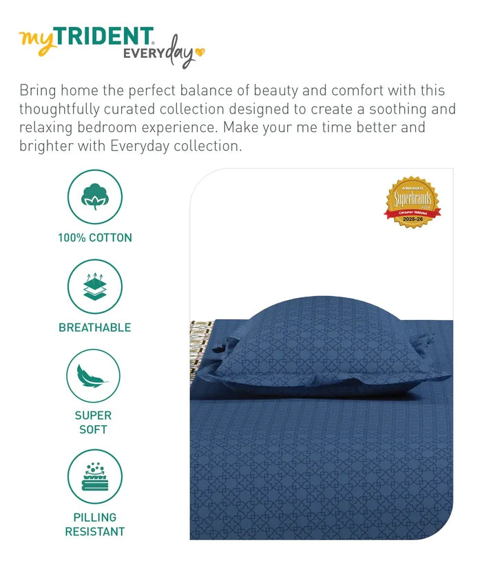 Everyday Printed Double Bedsheet Set, Flourish Red| 120TC Cotton| 2 Pillow covers