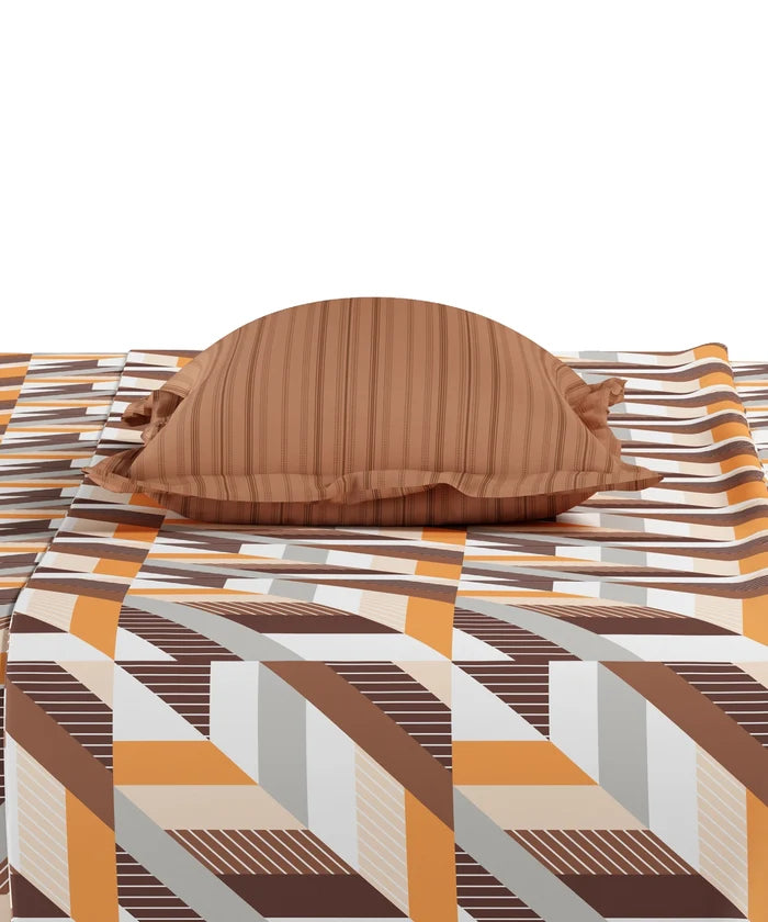 Everyday Printed Double Bedsheet Set, Kimberly Brown | 120TC Cotton| 2 Pillow covers
