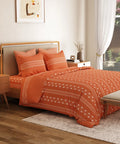 Everyday Printed Double Bedsheet Set, Zari Terracotta| 120TC Cotton| 2 Pillow covers