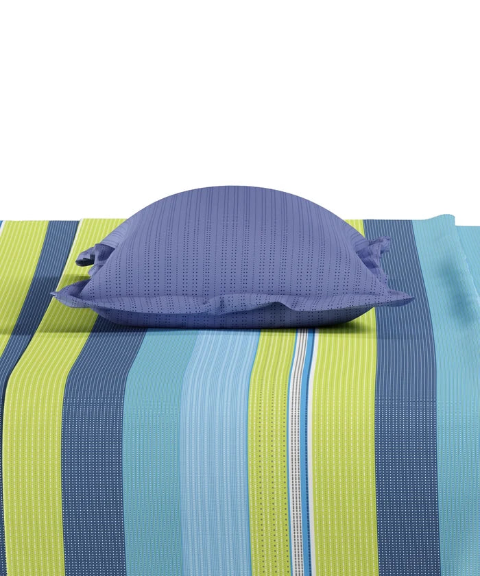 Everyday Printed King Bedsheet Set, Brooke Blue | 120TC Cotton| 2 Pillow covers