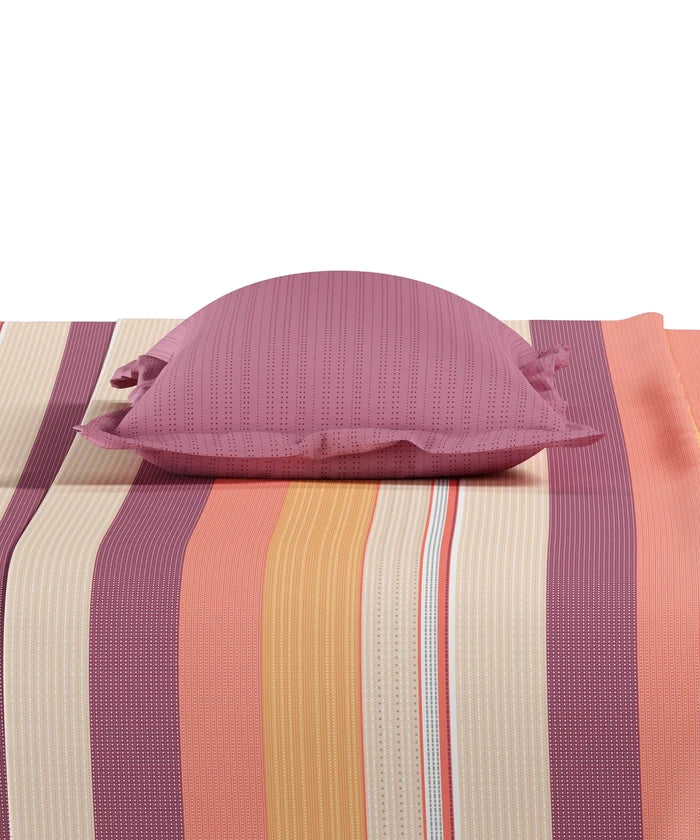 Everyday Printed King Bedsheet Set, Brooke Red | 120TC Cotton| 2 Pillow covers
