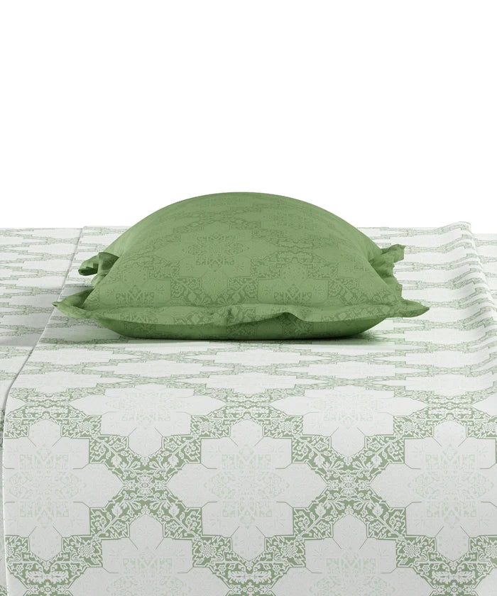 Everyday Printed King Bedsheet Set, Harper Green | 120TC Cotton| 2 Pillow covers