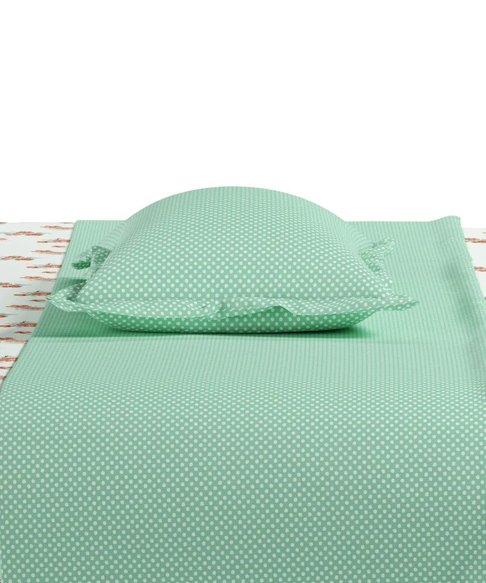 Everyday Printed King Bedsheet Set, Little Bloom Green| 120TC Cotton| 2 Pillow covers