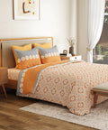 Everyday Printed King Bedsheet Set, Meadow Brown| 120TC Cotton| 2 Pillow covers