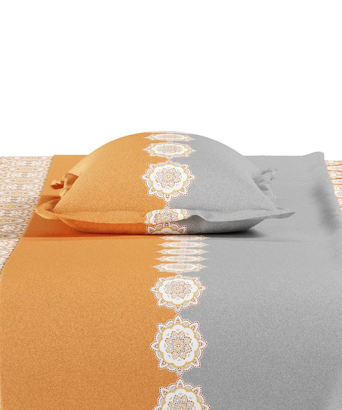 Everyday Printed King Bedsheet Set, Meadow Brown| 120TC Cotton| 2 Pillow covers