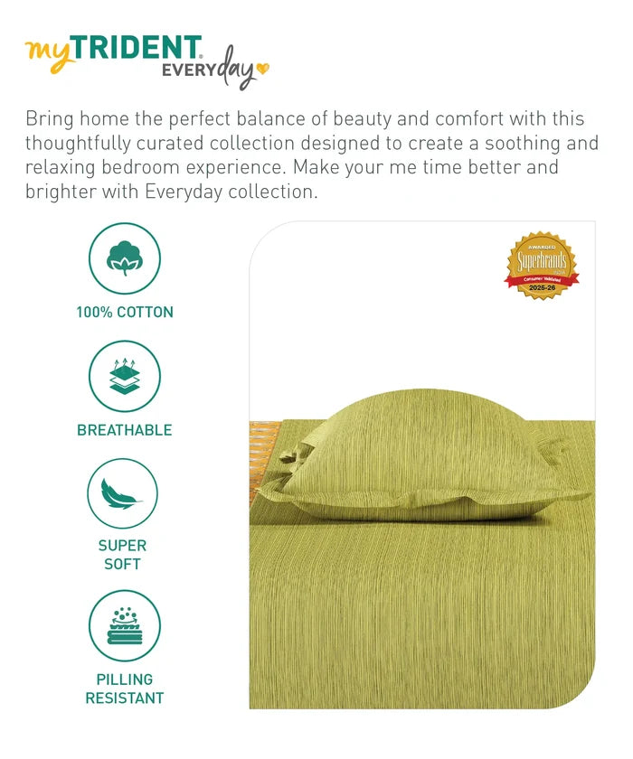 Everyday Printed King Bedsheet Set, Petal Pop Yellow| 120TC Cotton|2 Pillow covers