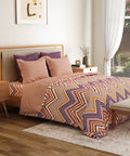 Everyday Printed King Bedsheet Set, Wave Purple| 120TC Cotton| 2 Pillow covers