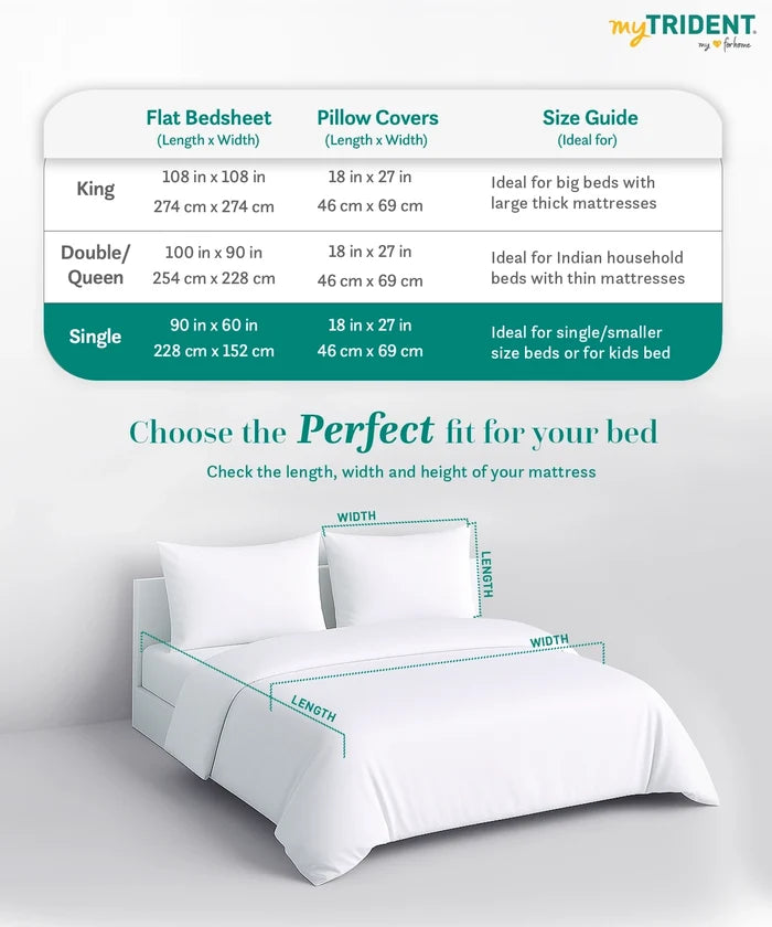 Everyday Printed Single Bedsheet Set, Blair Ochre | 120TC Cotton| 1 Pillow cover
