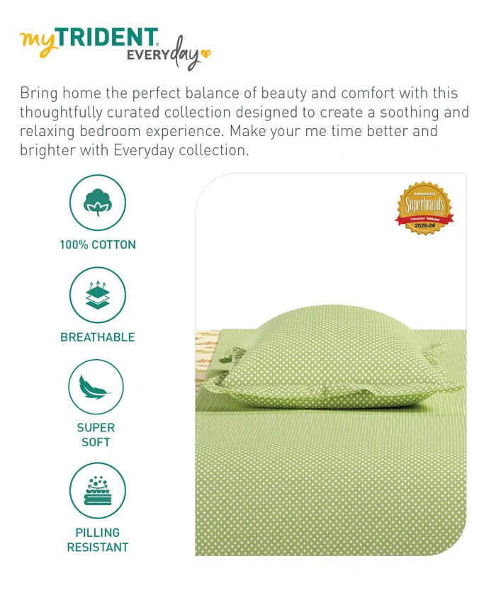 Everyday Printed Single Bedsheet Set, Little Bloom Yellow| 120TC Cotton| 1 Pillow cover