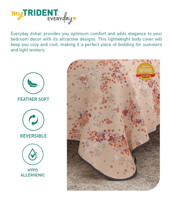 Everyday Single Dohar, Blossom Field|95 GSM Micro Polyester|Reversible