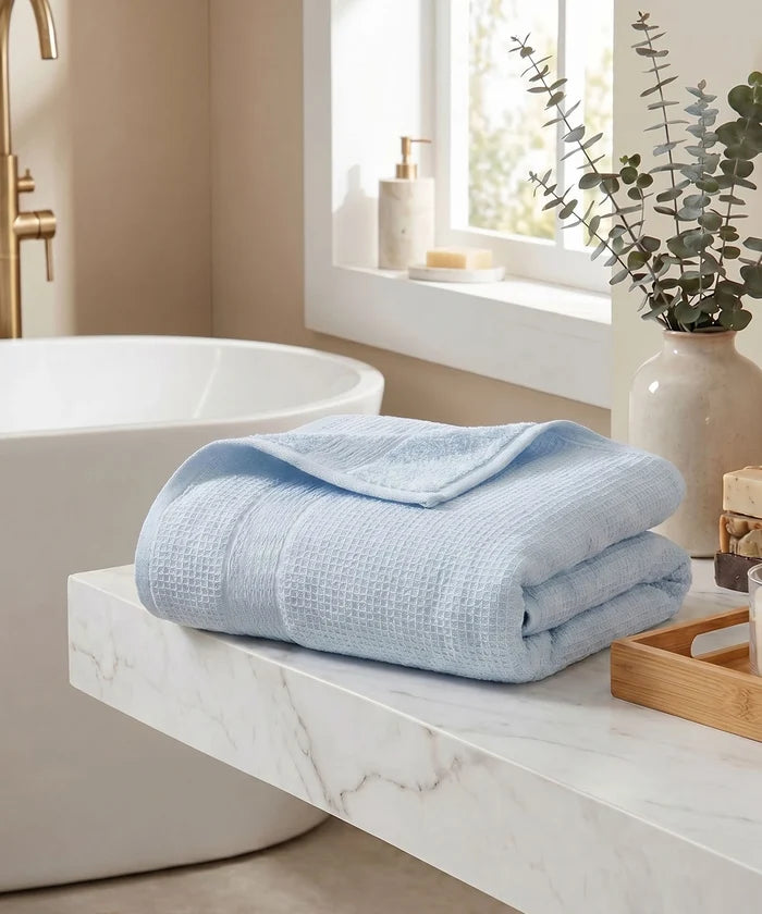 Finesse Fashion Waffle Bath Towel, Cloud|600 GSM Cotton