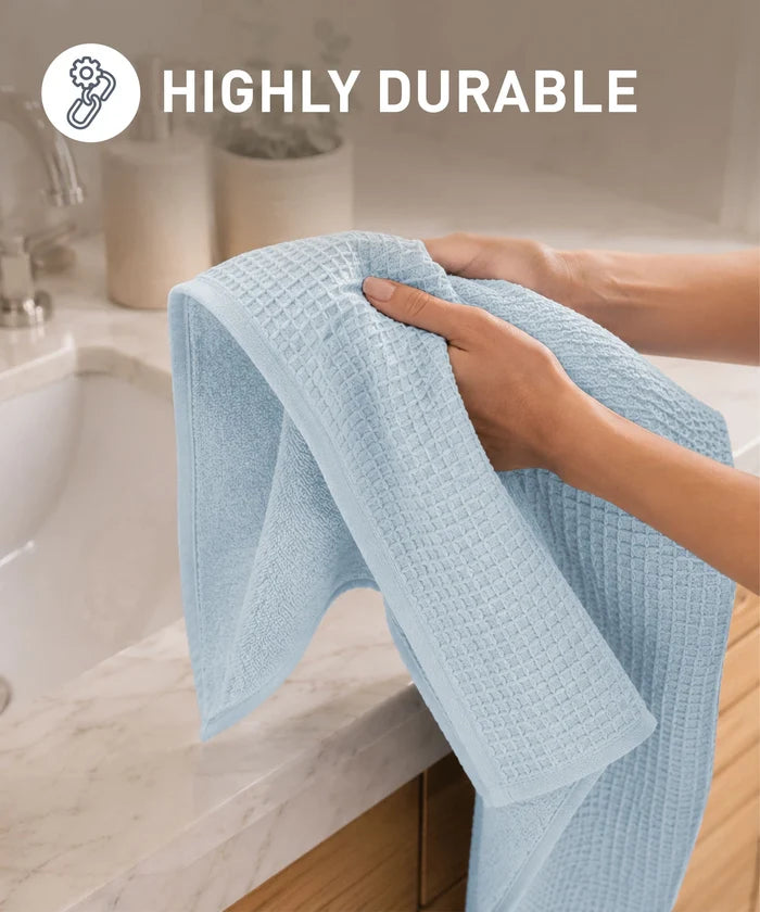 Finesse Fashion Waffle Bath Towel, Cloud|600 GSM Cotton