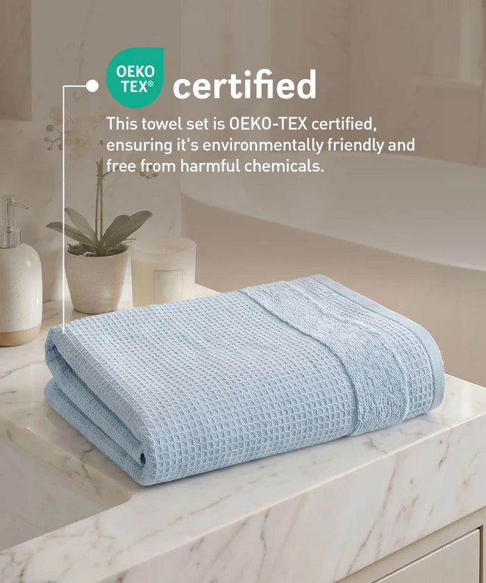 Finesse Fashion Waffle Bath Towel, Cloud|600 GSM Cotton