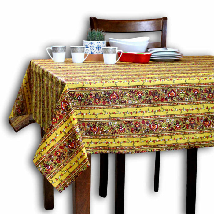 Fleurs d'Avignon Spill-Resistant Allover Tablecloth — Curcuma - Sweet Us