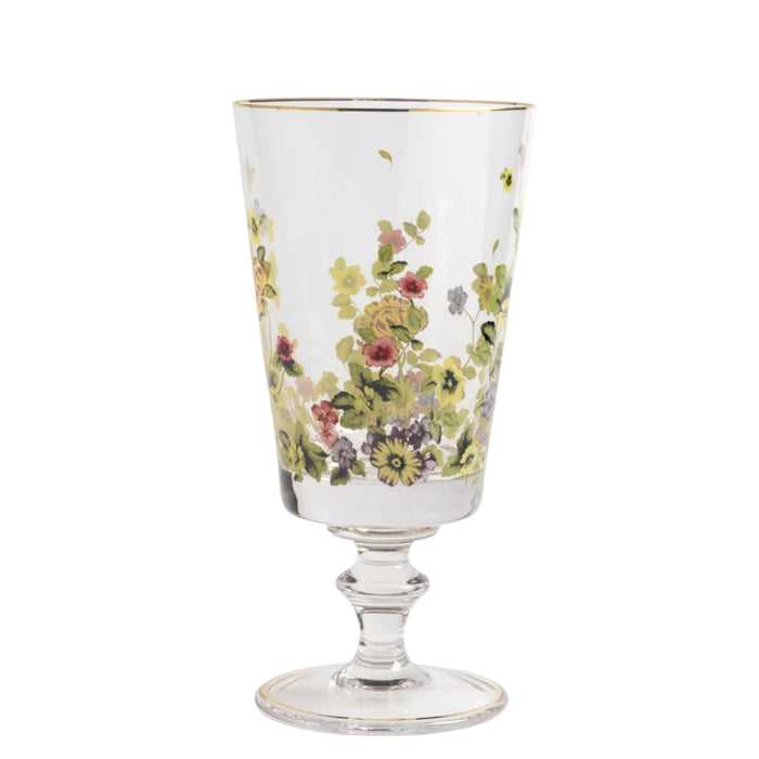 Flor do Ocidente Crystal Stemmed Glass with Gold Accents by Tania Bulhões