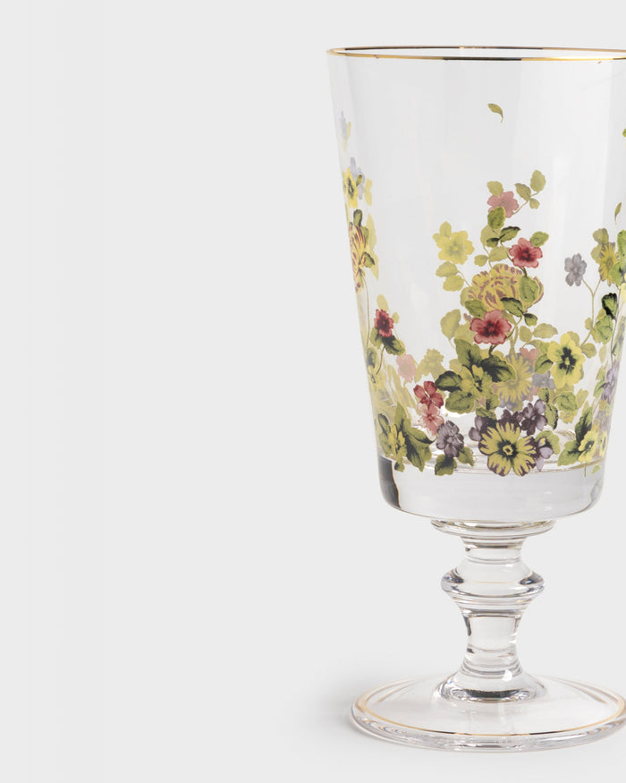 Flor do Ocidente Crystal Stemmed Glass with Gold Accents by Tania Bulhões