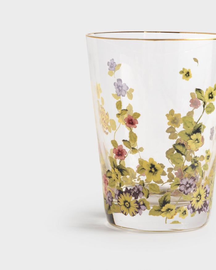 Flor do Ocidente Crystal Tumbler with Gold Accents by Tania Bulhões