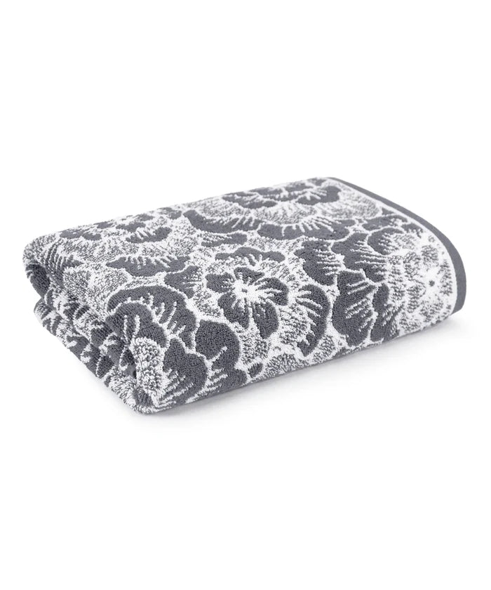 Floral 1 Pc Bath Towel, Grey| 600 GSM Cotton