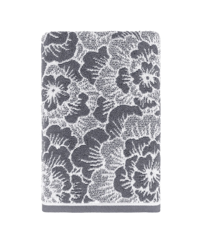 Floral 1 Pc Bath Towel, Grey| 600 GSM Cotton