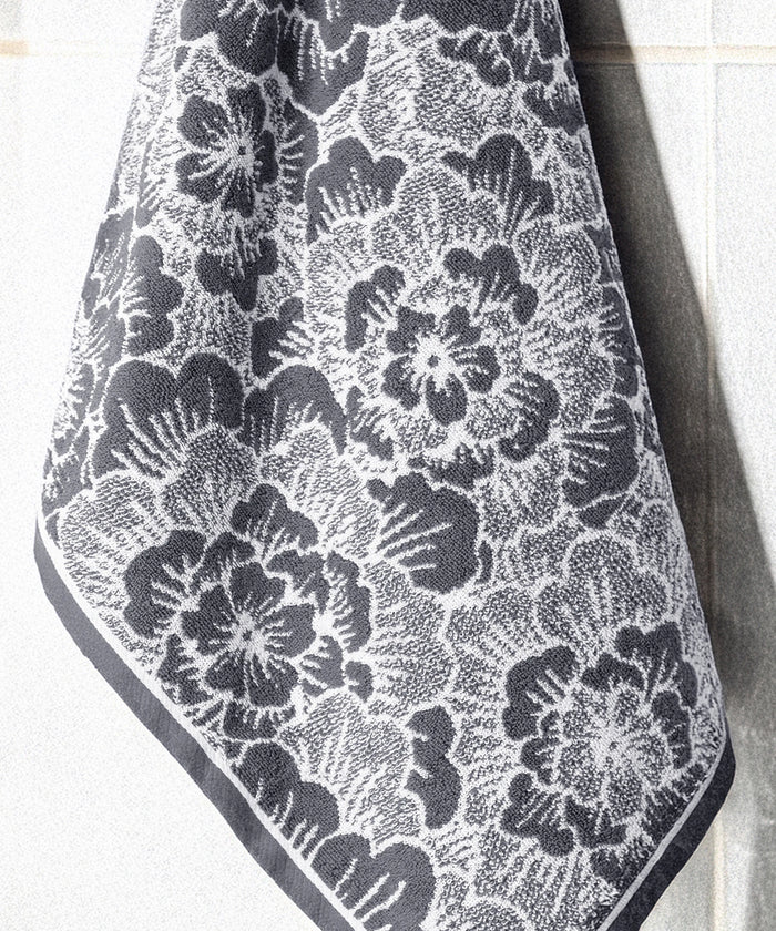 Floral 1 Pc Bath Towel, Grey| 600 GSM Cotton