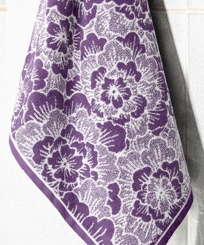 Floral 1 Pc Bath Towel, Purple| 600 GSM Cotton