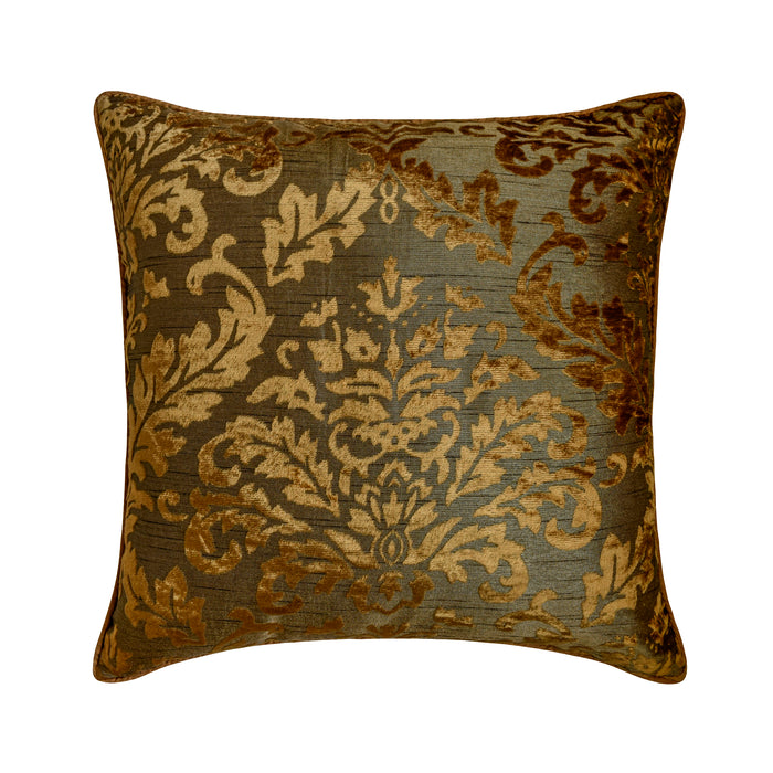 Folding Flames - Olive Green Velvet Decorative Euro Sham