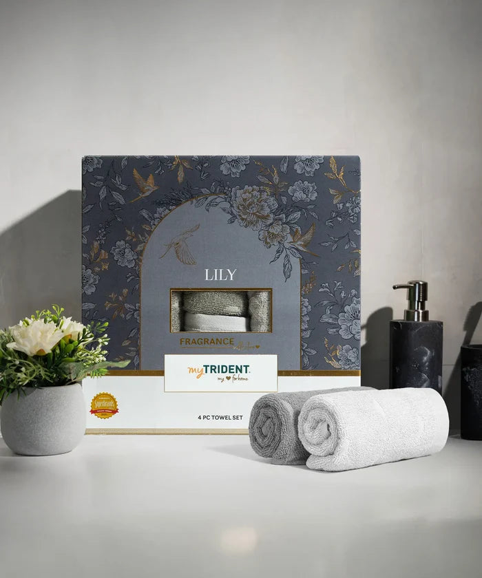 Fragrance 4Pc Towel Set, Lily| 500 GSM Cotton