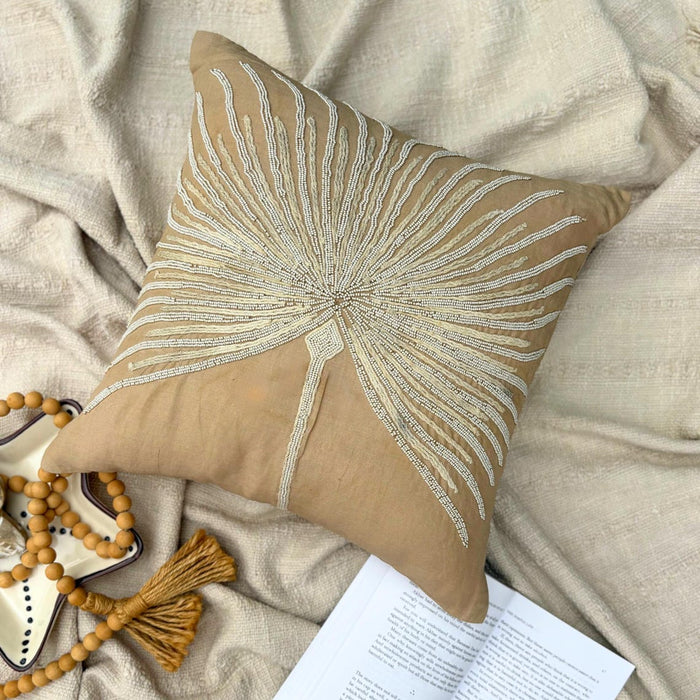 Fragrant Dream - Beige Cotton Linen Decorative Euro Sham