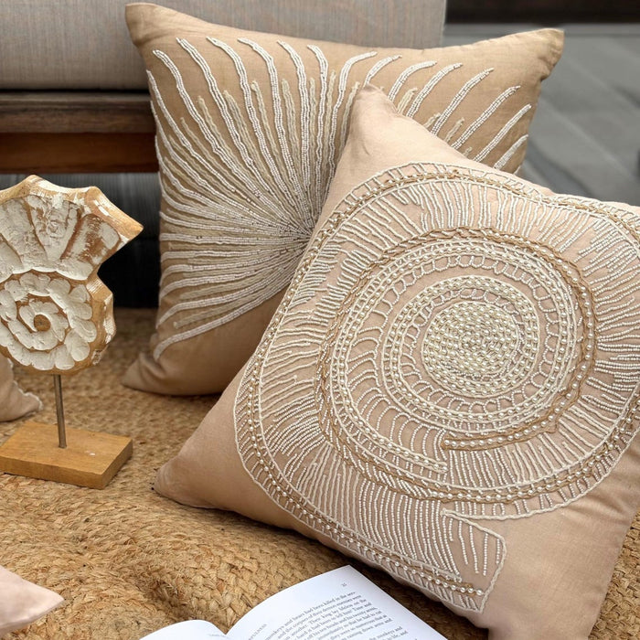 Fragrant Dream - Beige Cotton Linen Decorative Euro Sham