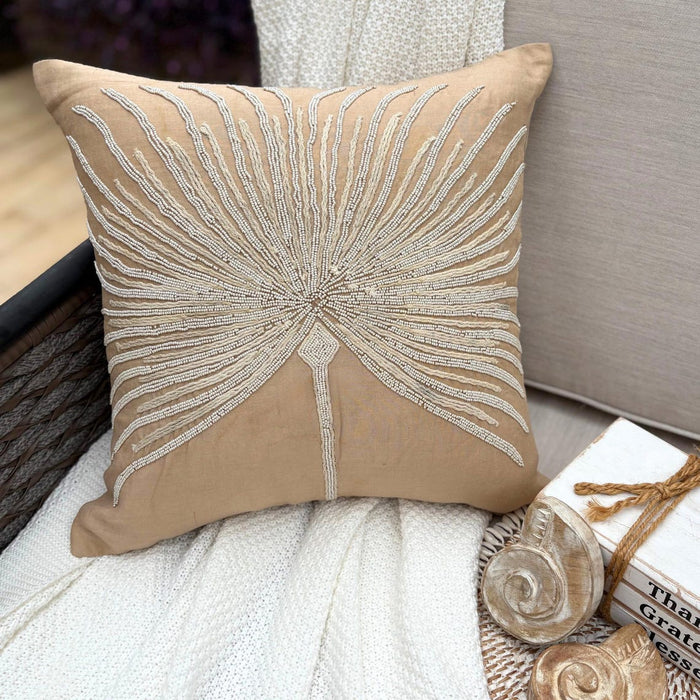 Fragrant Dream - Beige Cotton Linen Decorative Euro Sham