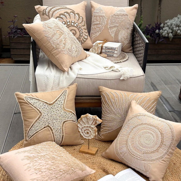 Fragrant Dream - Beige Cotton Linen Decorative Euro Sham