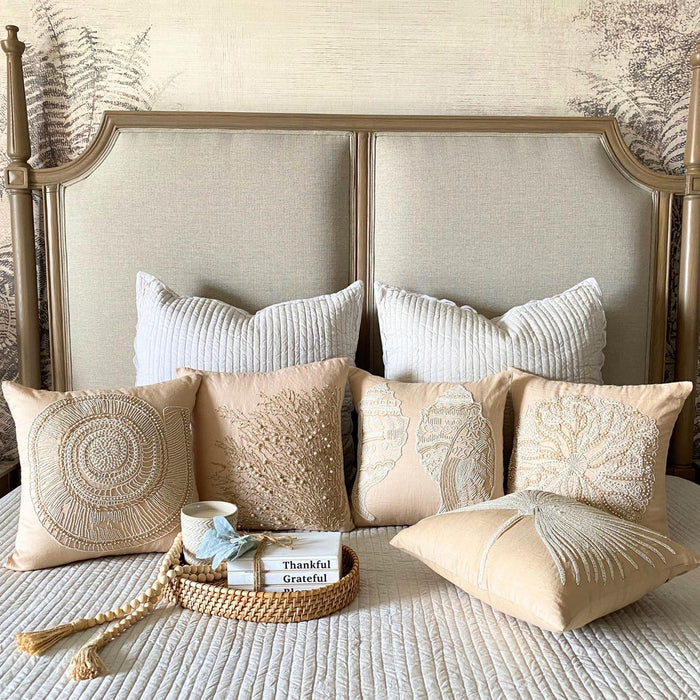 Fragrant Dream - Beige Cotton Linen Decorative Euro Sham