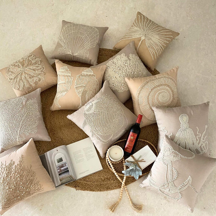 Fragrant Dream - Beige Cotton Linen Decorative Euro Sham