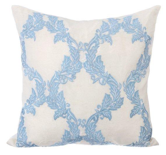 French Riviera Blue Silk Euro Sham Cover