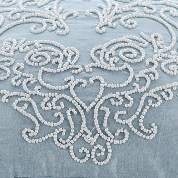 French Wedding - Light Blue Art Silk Decorative Euro Sham